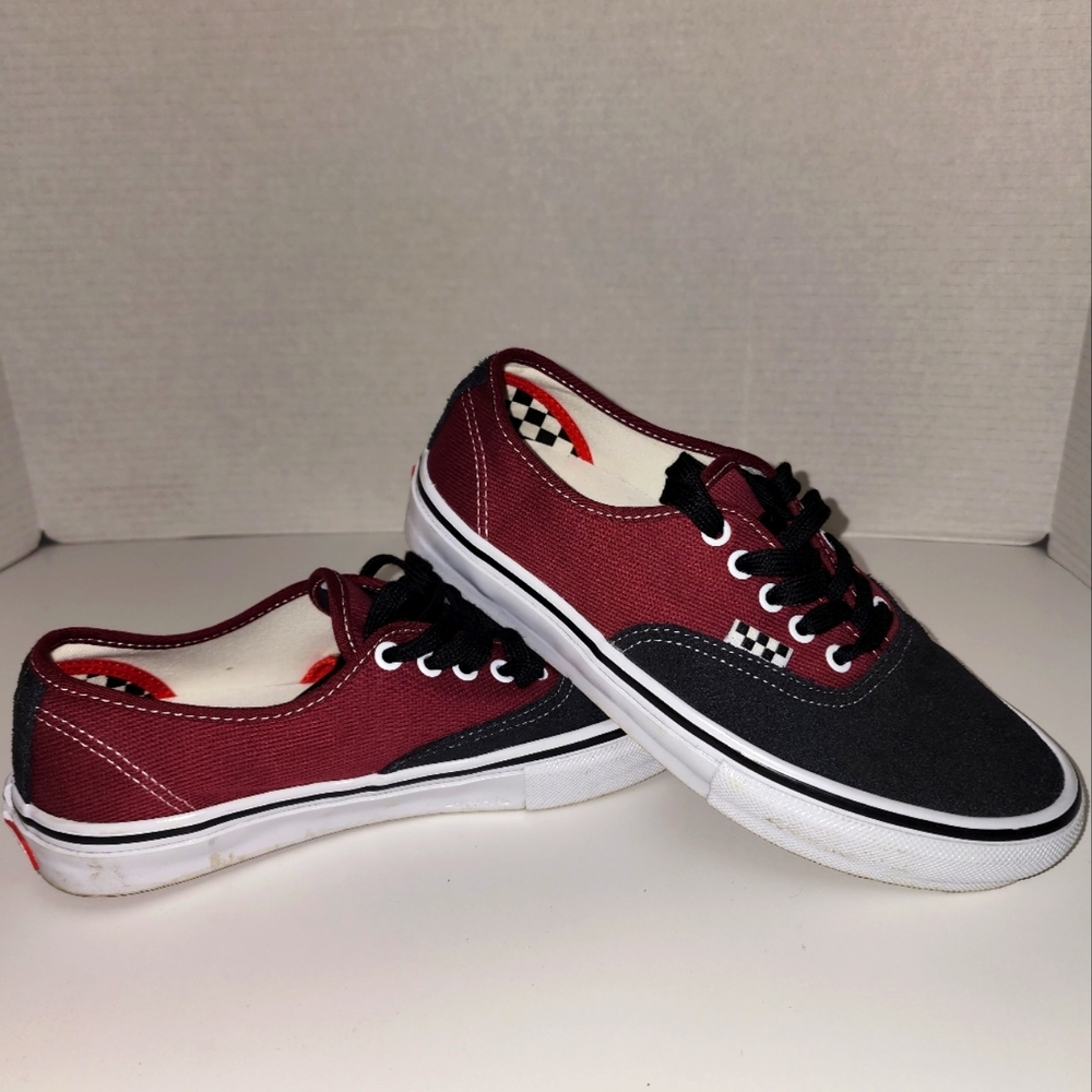 Vans Skate Authentic Asphalt Pomegranate Suede Canvas Shoes